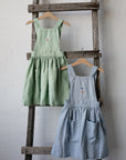 Green Tea Linen Cross Back Pinafore