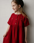 Cherry Short Sleeve Anemone Linen Dress