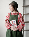 Forest Green Linen Long Cross Back Pinafore