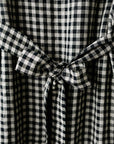 Black Gingham Festive Sleeveless Linen Dress