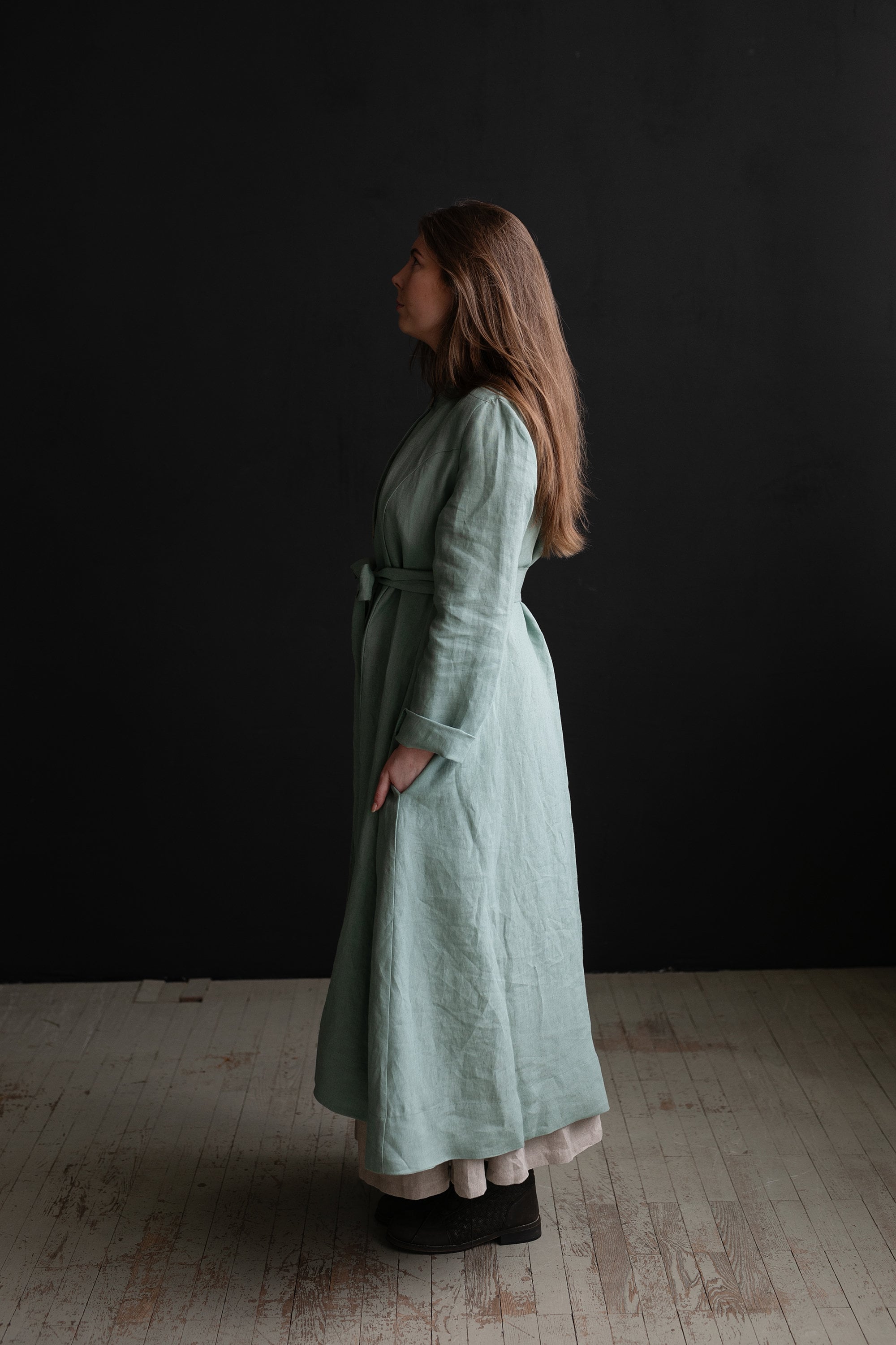 Mint Emma Linen Coat