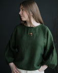 Forest Green Kimono Linen Tunic