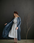 Blue Polka Dot Victorian Linen Dress