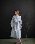 Blue Polka Dot Victorian Linen Dress