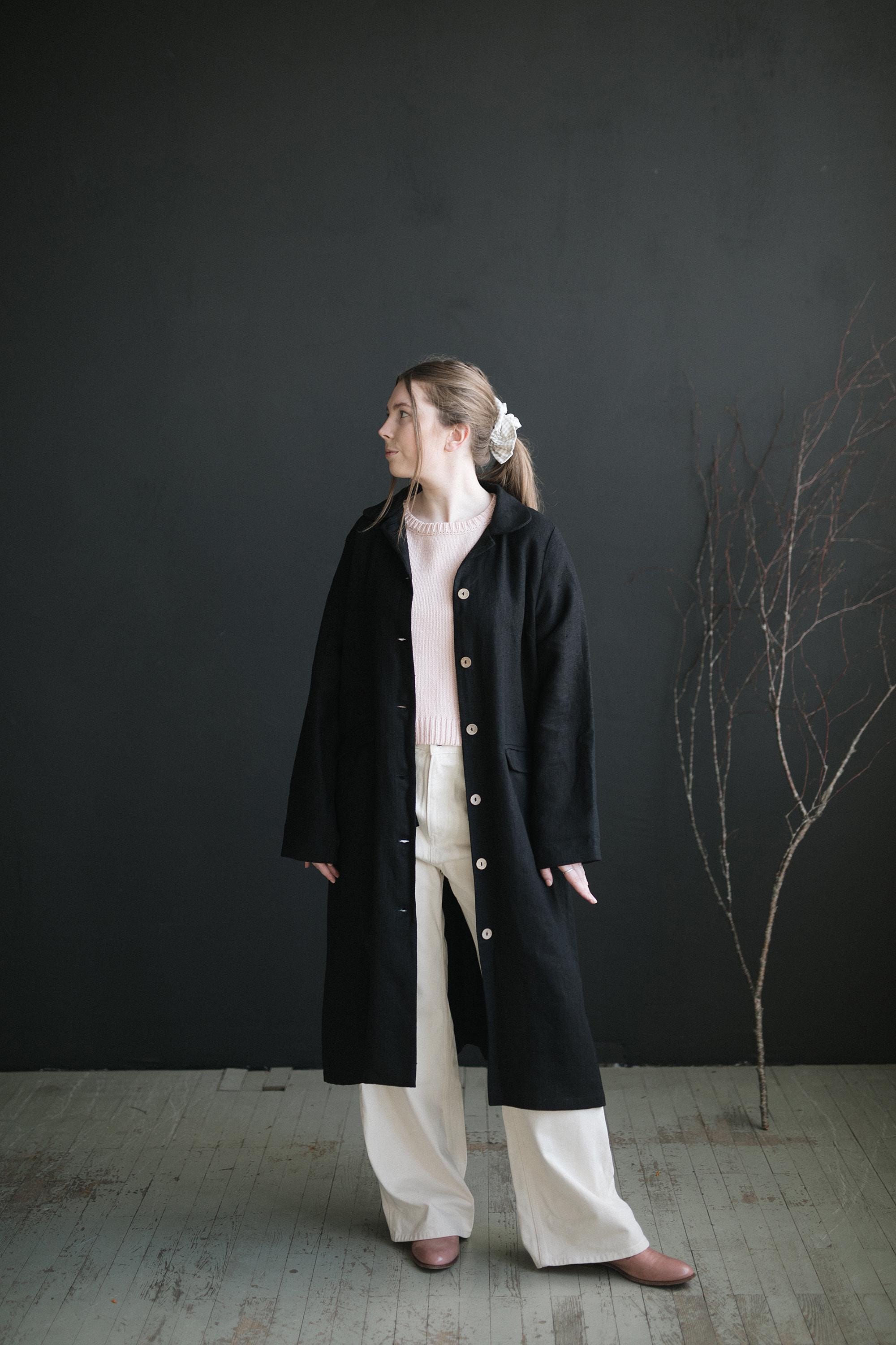 Black Classic Linen Coat