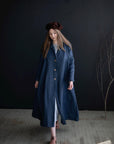 Blue Stripe Emma Linen Coat