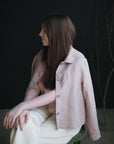 Pastel Pink Peter Pan Collar Linen Jacket