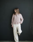 Pastel Pink Peter Pan Collar Linen Jacket