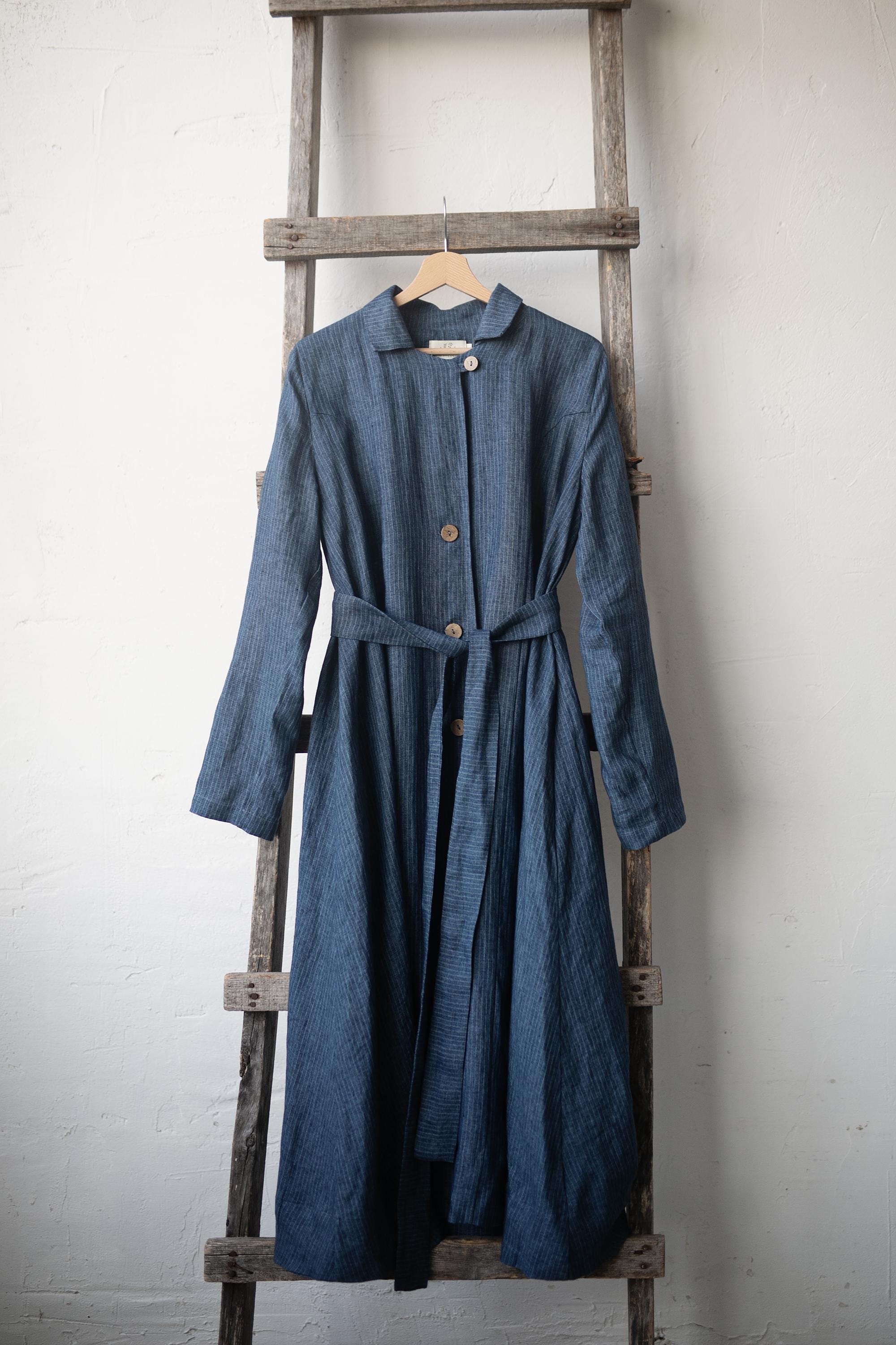 Blue Stripe Emma Linen Coat