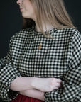 Black Gingham Romantic Linen Tunic