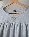 Blue Polka Dot Victorian Linen Dress