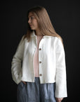 White Peter Pan Collar Linen Jacket