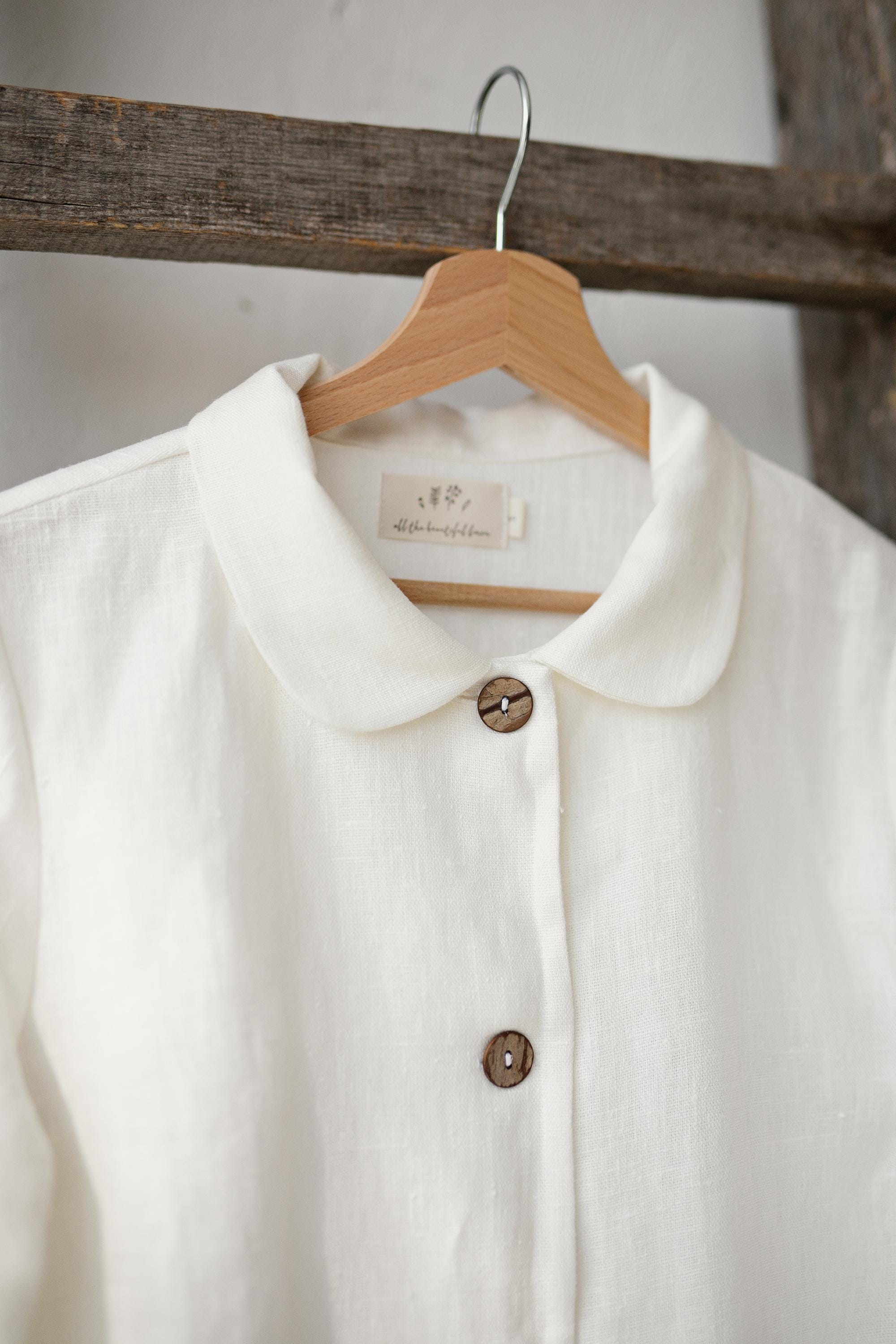 White Peter Pan Collar Linen Jacket