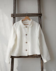 White Peter Pan Collar Linen Jacket