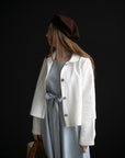 White Peter Pan Collar Linen Jacket