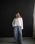 White Peter Pan Collar Linen Jacket