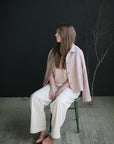 Pastel Pink Peter Pan Collar Linen Jacket