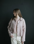 Pastel Pink Peter Pan Collar Linen Jacket