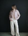 Pastel Pink Peter Pan Collar Linen Jacket