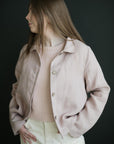 Pastel Pink Peter Pan Collar Linen Jacket