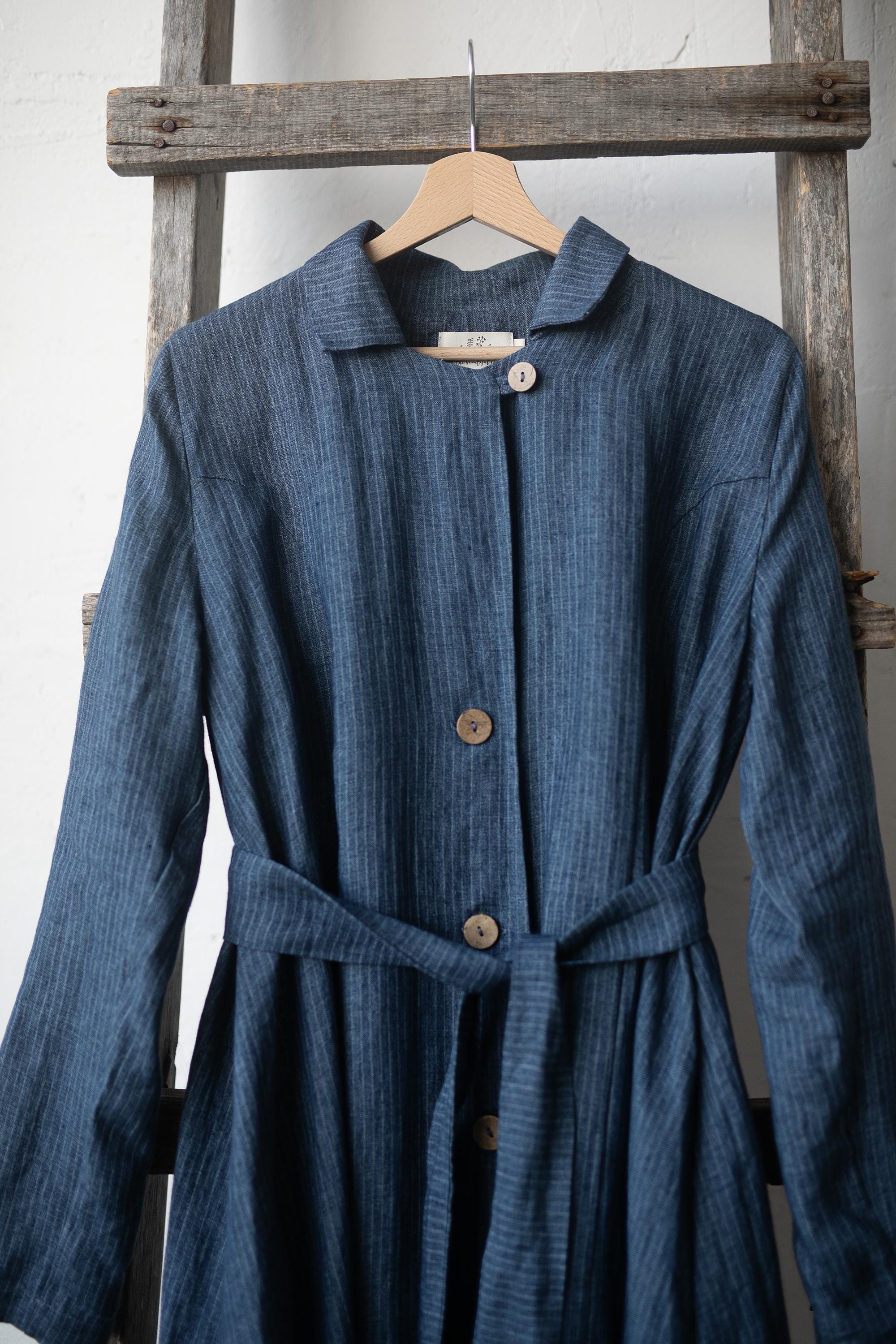 Blue Stripe Emma Linen Coat