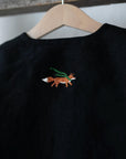 Black Linen Jacket, 5-6 years, Running Fox with Scarf Embroidery