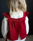 Cherry Linen Vintage Linen Shirt, 4-5 years, Duck Embroidery