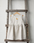 Cream Gingham Smock Linen Dress, 4-5 years, Duck Embroidery