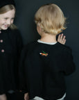 Black Linen Jacket, 5-6 years, Running Fox with Scarf Embroidery