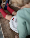 Cream Gingham Linen Bloomers, 3-4 years, Red Car Embroidery