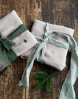 Set of 2 Pastel Pink Linen Tea Towel Gift Wrap