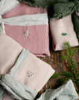 Set of 2 Pastel Pink Linen Tea Towel Gift Wrap