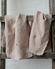 Set of 2 Pastel Pink Linen Tea Towel Gift Wrap