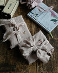 Set of 2 Pastel Pink Linen Tea Towel Gift Wrap