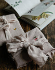 Set of 2 Pastel Pink Linen Tea Towel Gift Wrap