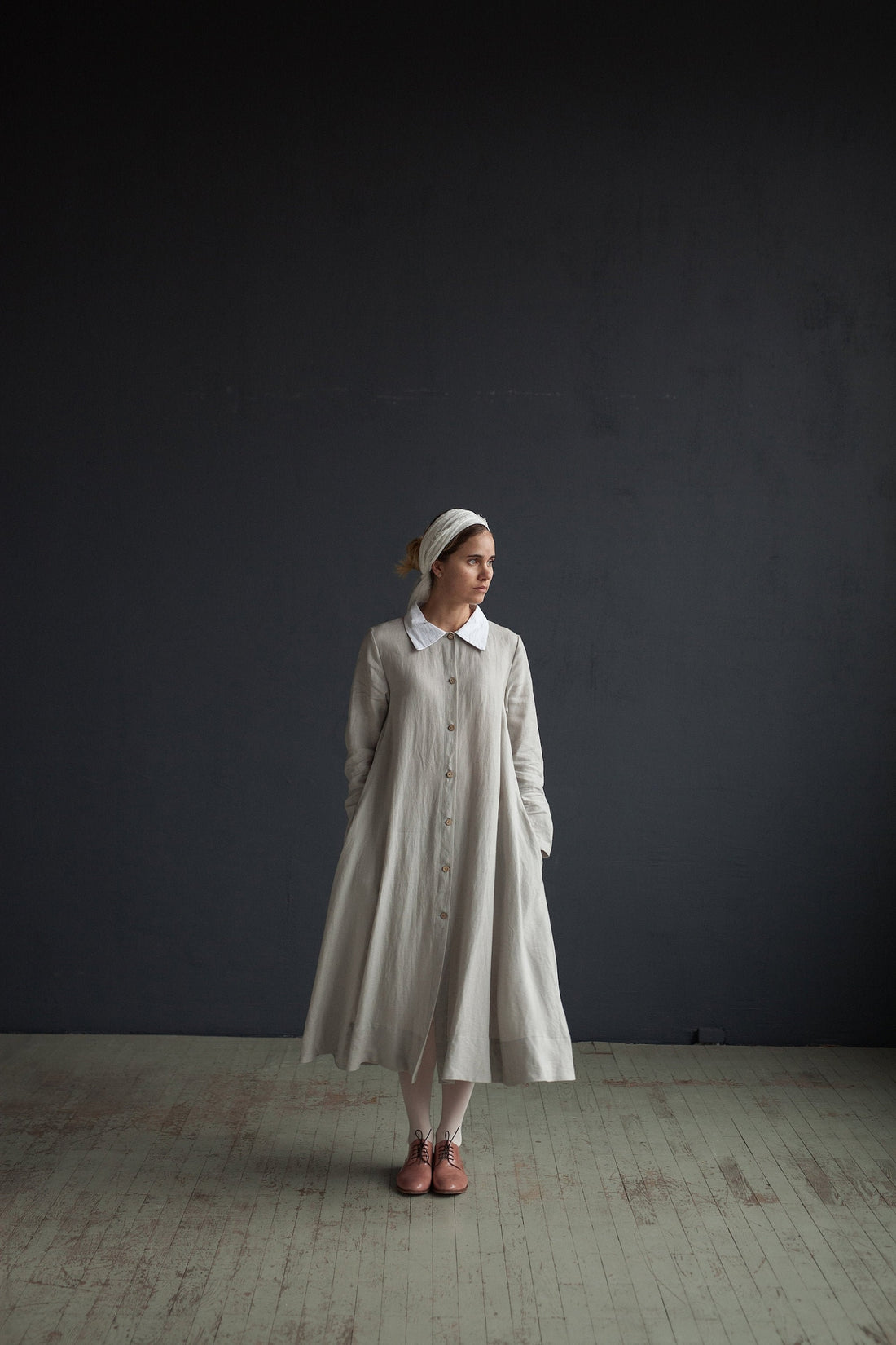 Light Grey Shirt Dress, Size S