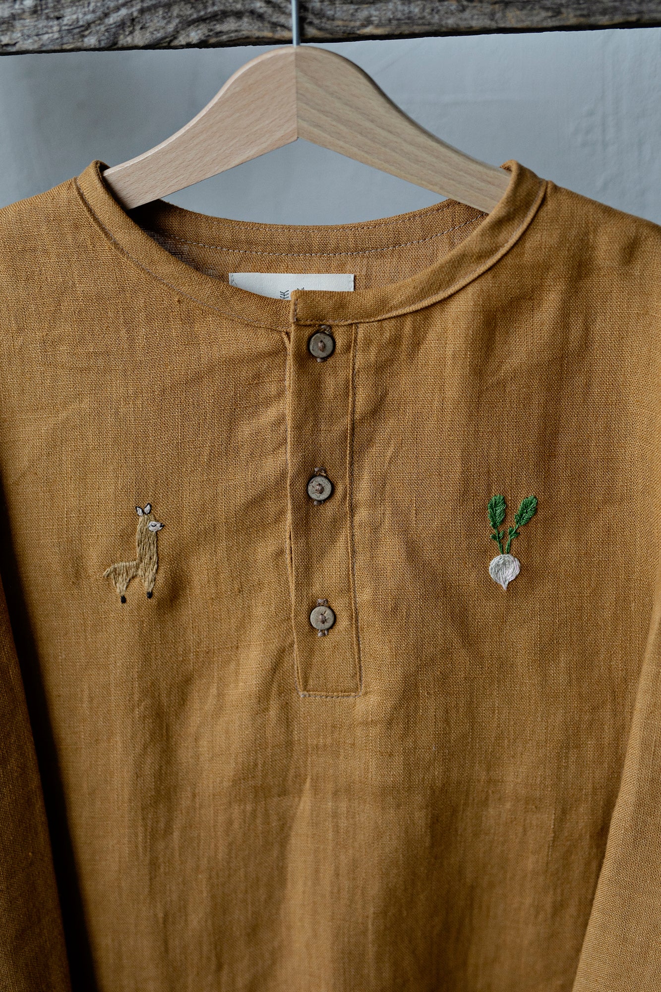 Mustard Long Sleeve Button Linen Shirt