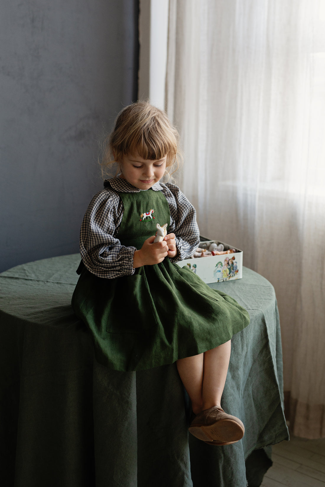 Grey Gingham Tunic Dress