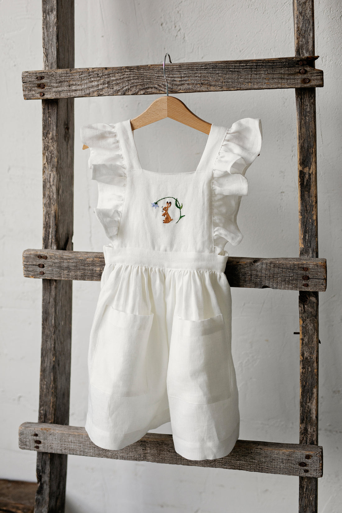 White Cross Back Pinafore with Wings