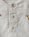 Natural Short Sleeve Button Linen Shirt