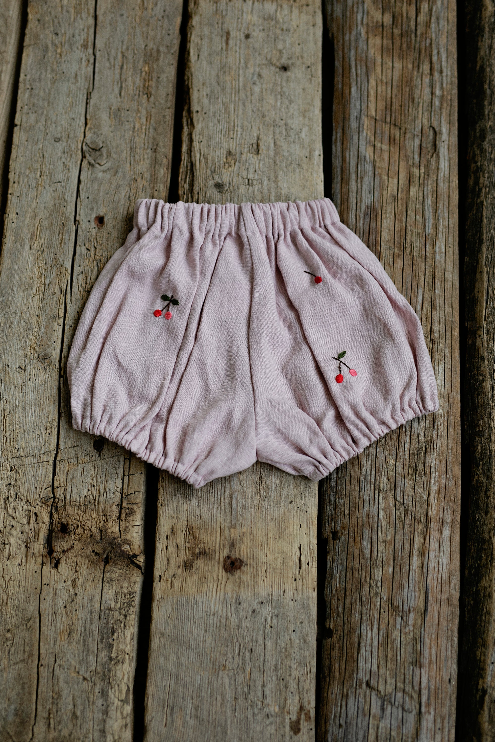 Baby Pink Exclusive Cherry Linen Bloomers