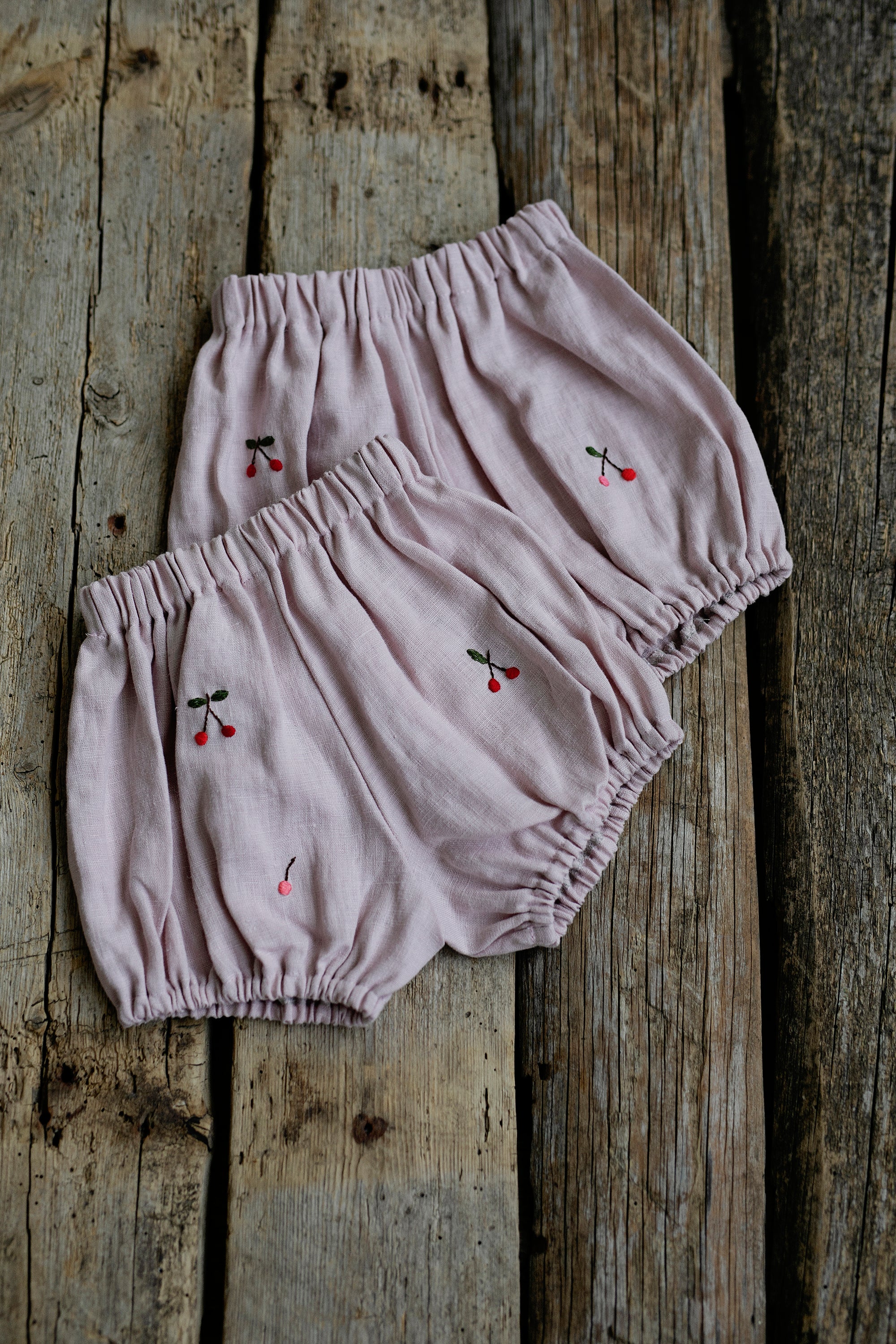 Baby Pink Exclusive Cherry Linen Bloomers