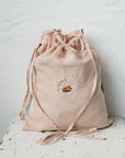 Fawn and Lily of the Valley Crossbody Linen Bag with Handles