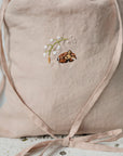 Fawn and Lily of the Valley Crossbody Linen Bag with Handles