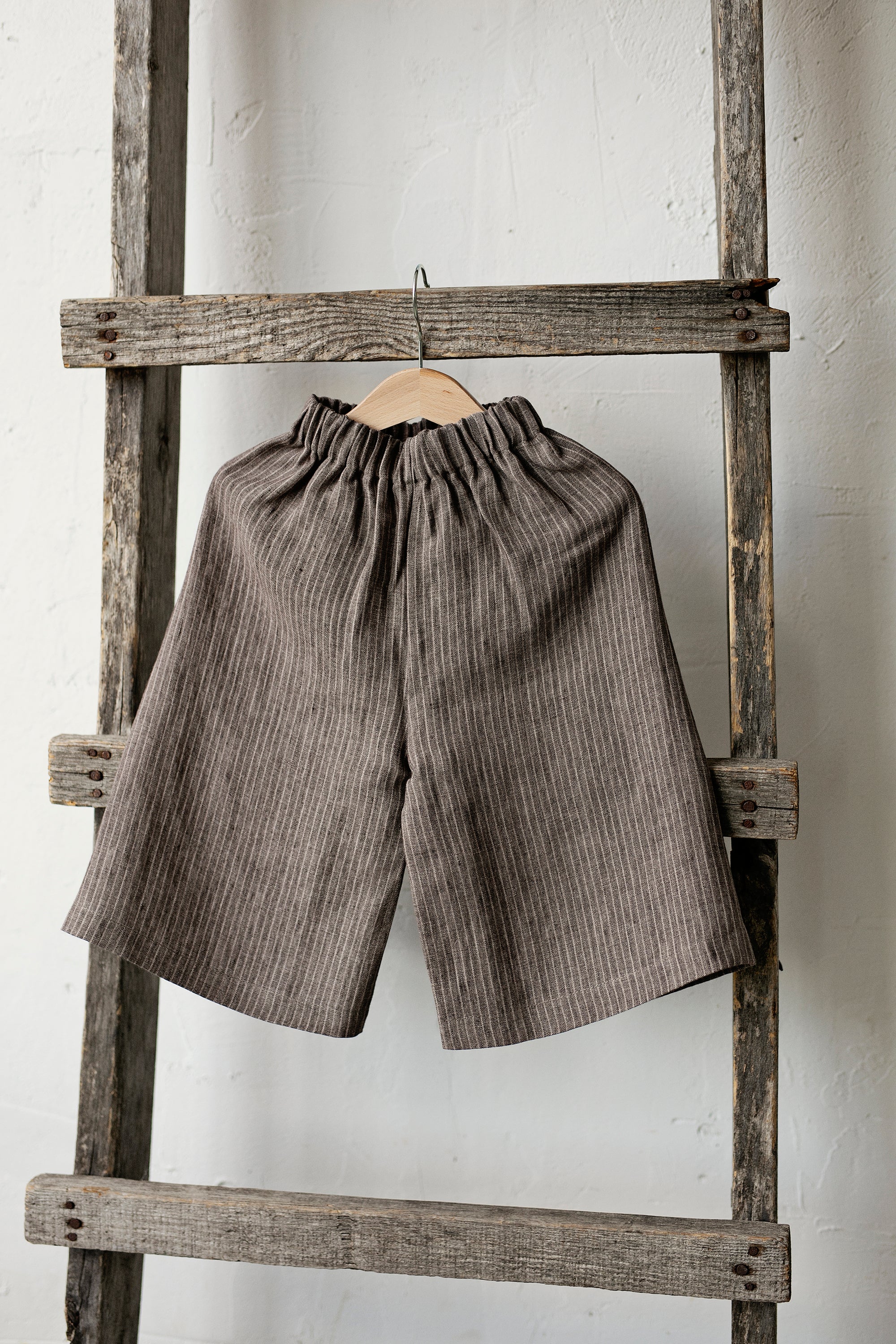 Brown Stripe Short Linen Culottes