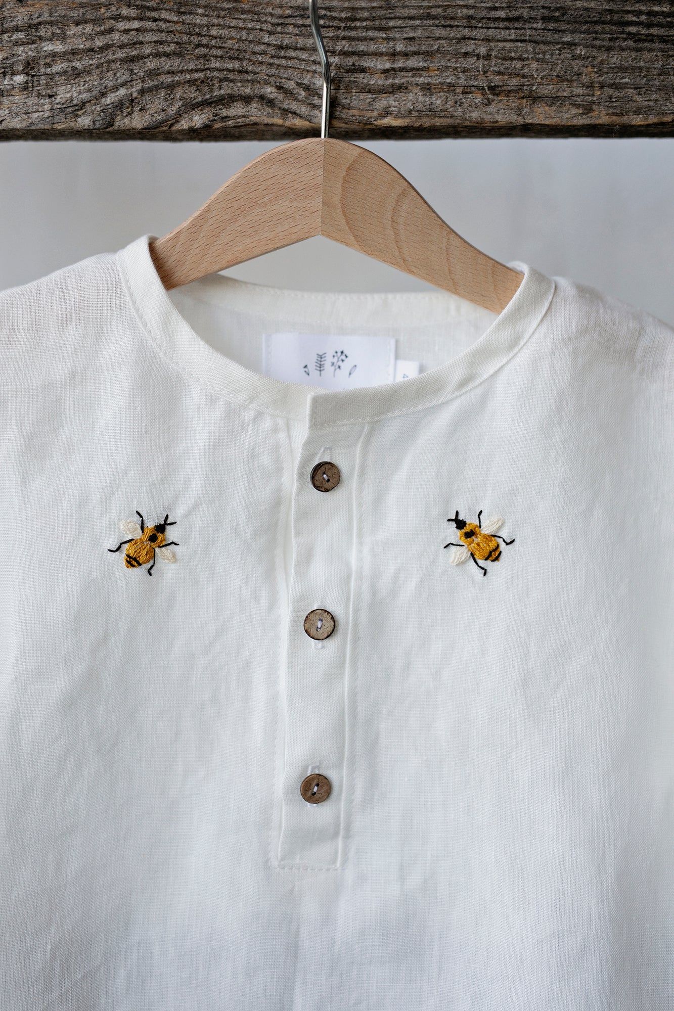 White Long Sleeve Button Linen Shirt