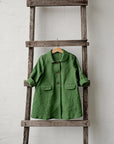 Apple Green Long Linen Coat