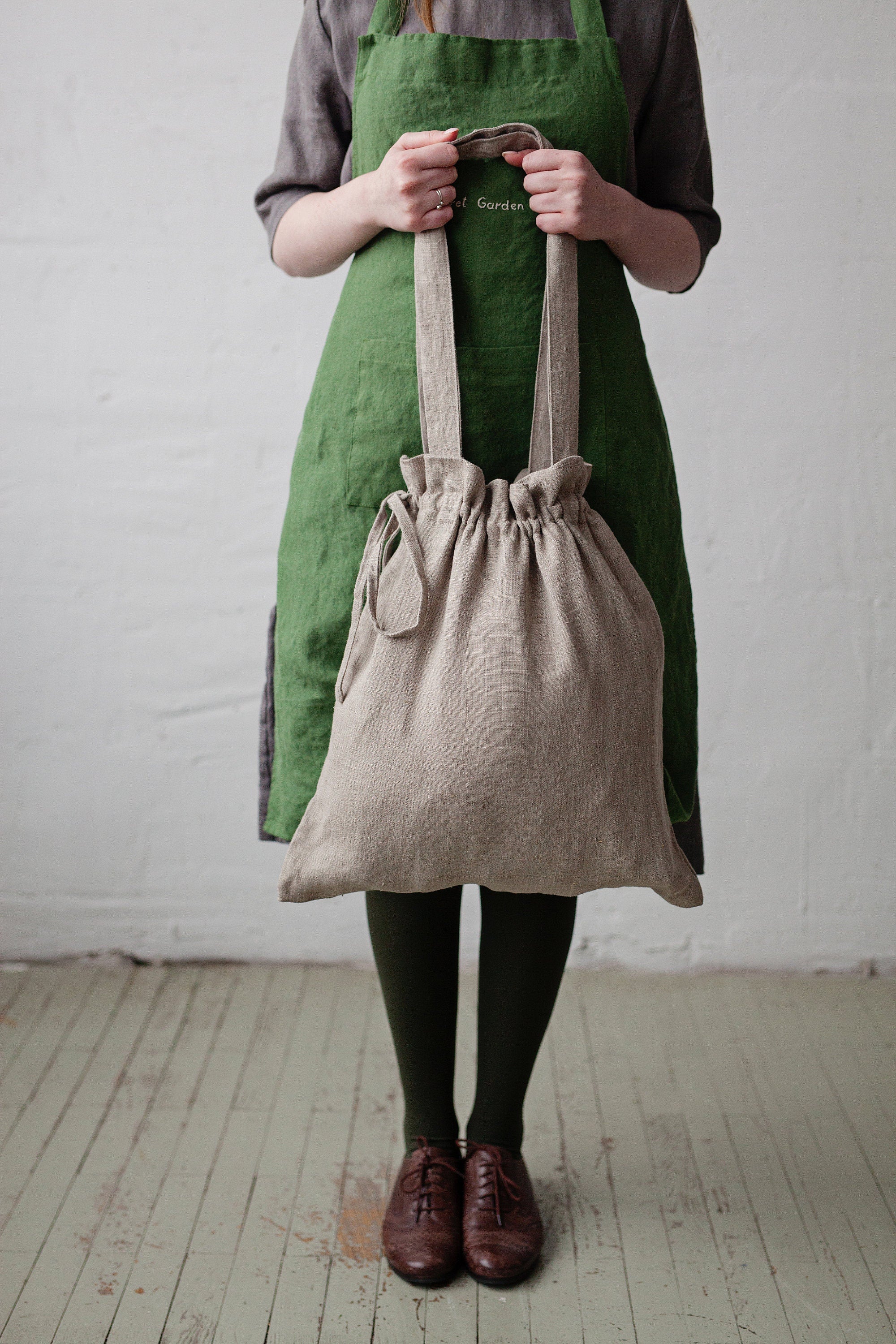 Natural Drawstring Linen Bag