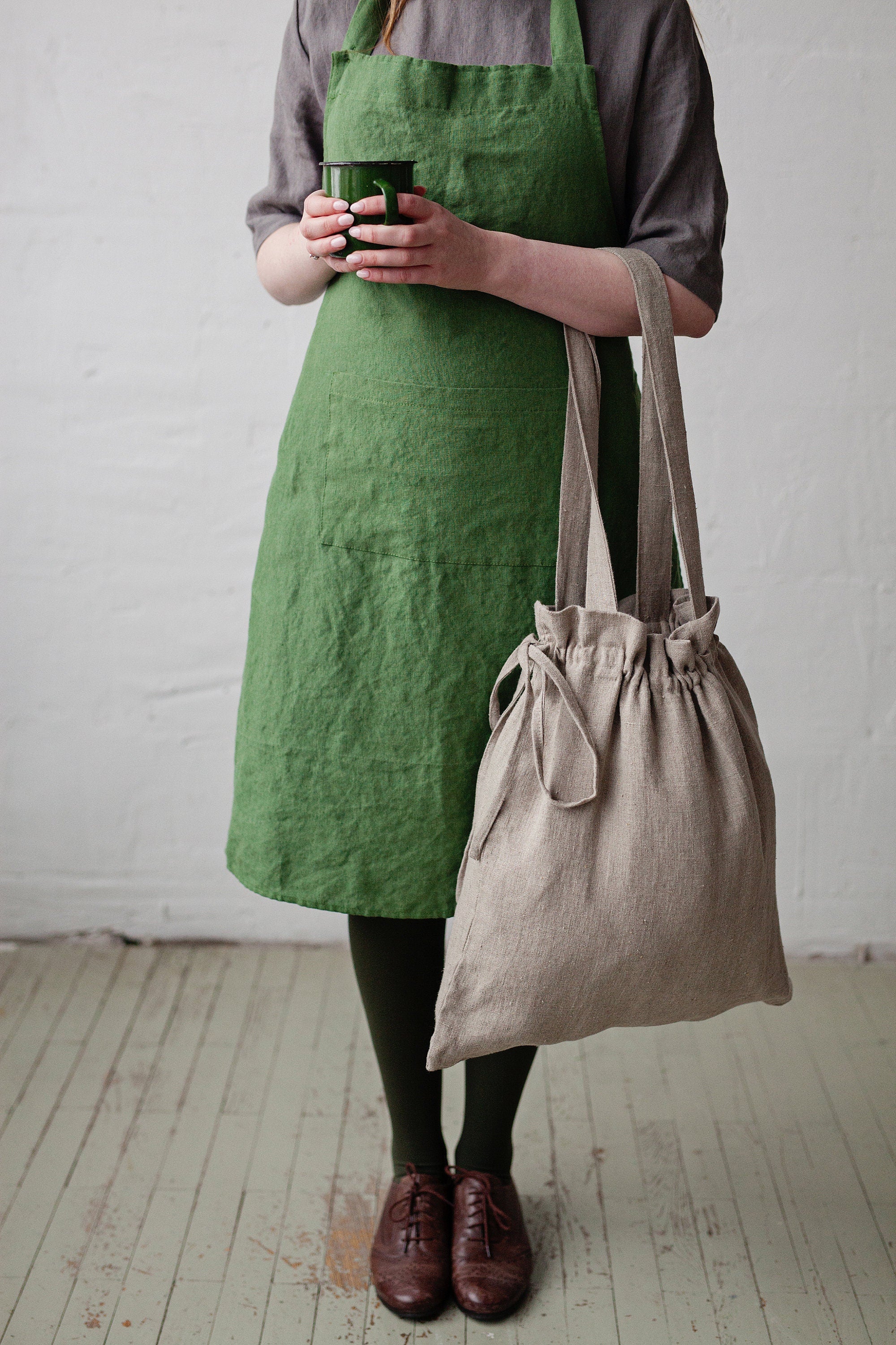 Natural Drawstring Linen Bag