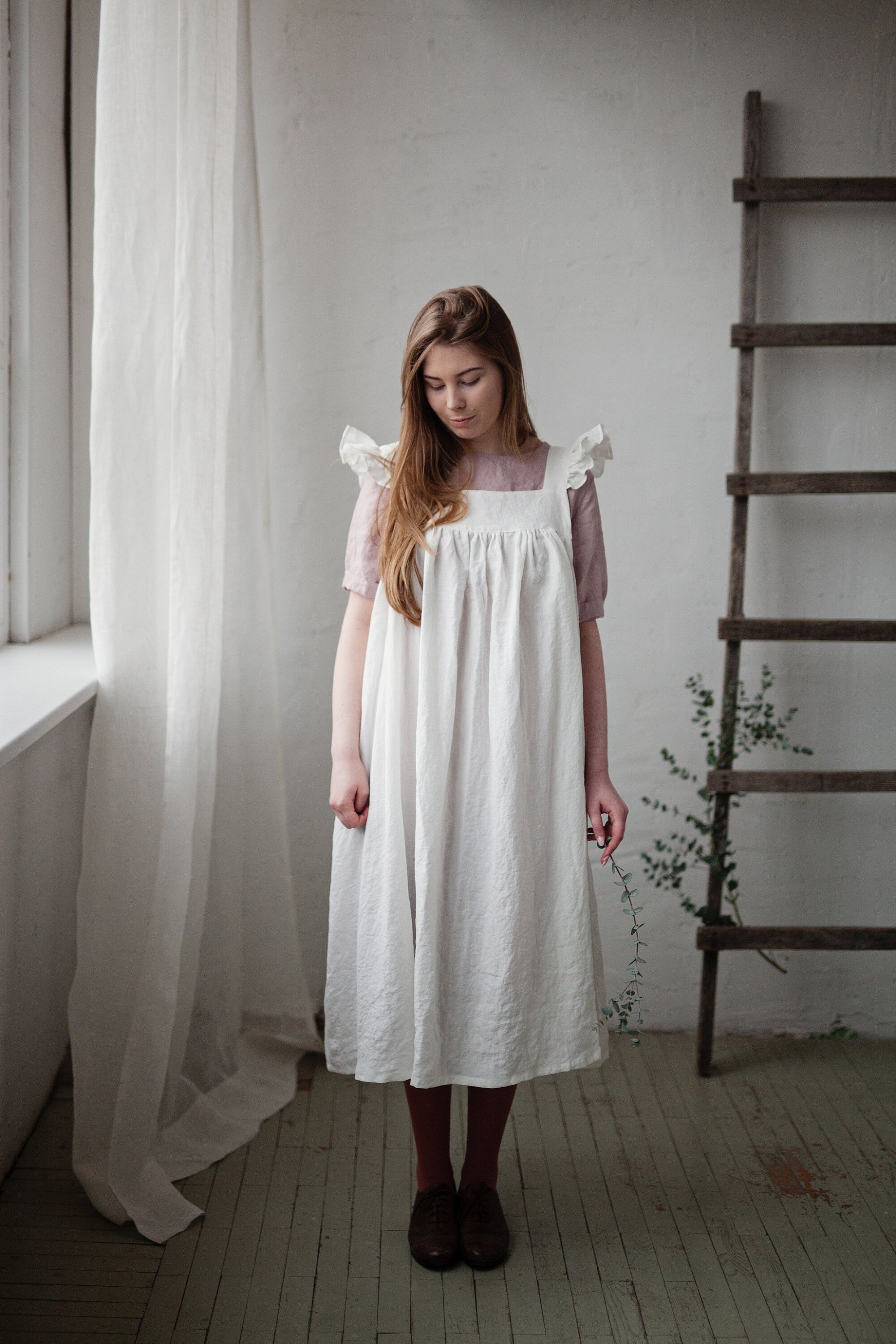 White Prairie Linen Dress